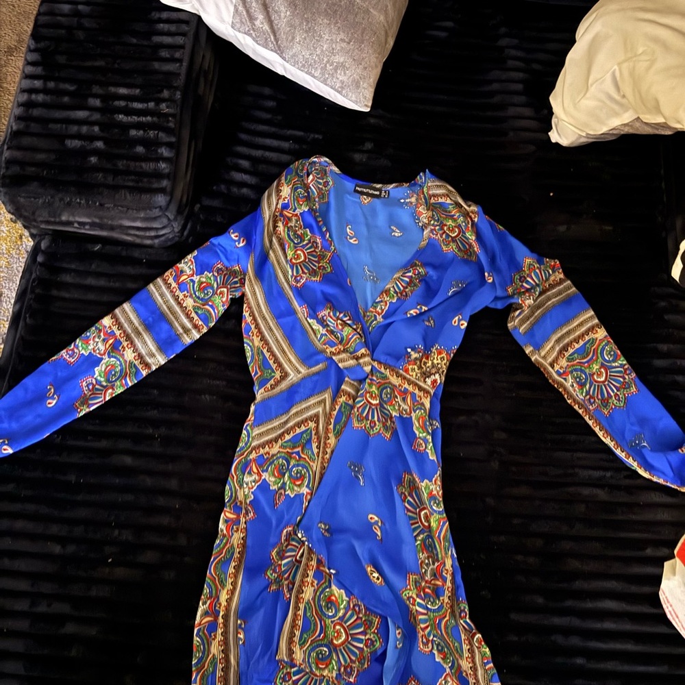 Elegant Blue Patterned Dress